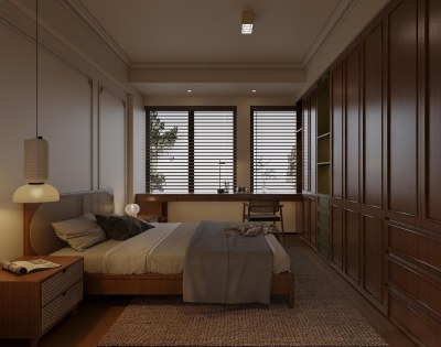 侘寂中古风卧室3D模型下载